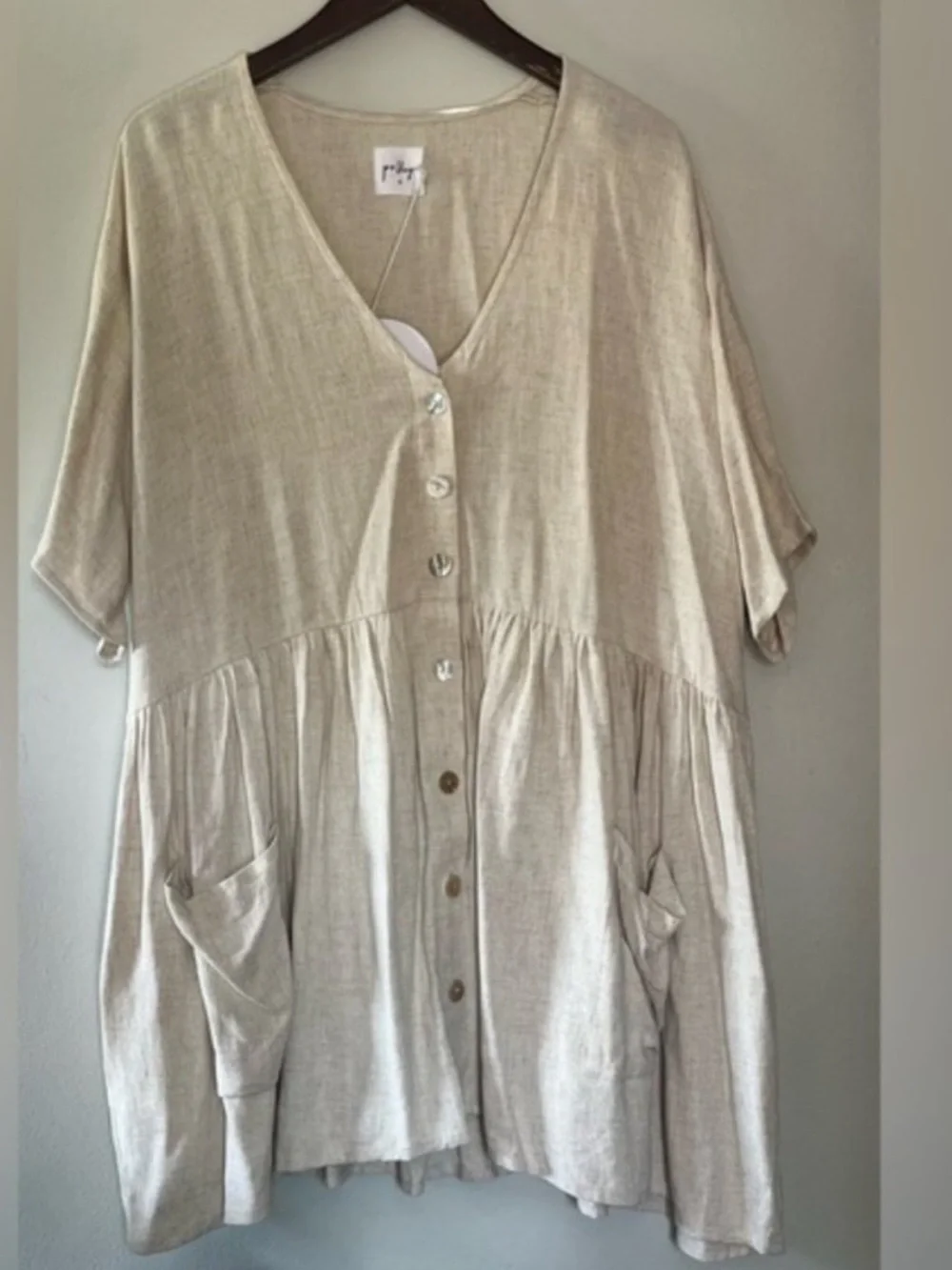 Princess Polly The Sandy Mini Dress Natural Lower Impact Size S/M - Picture 1 of 7